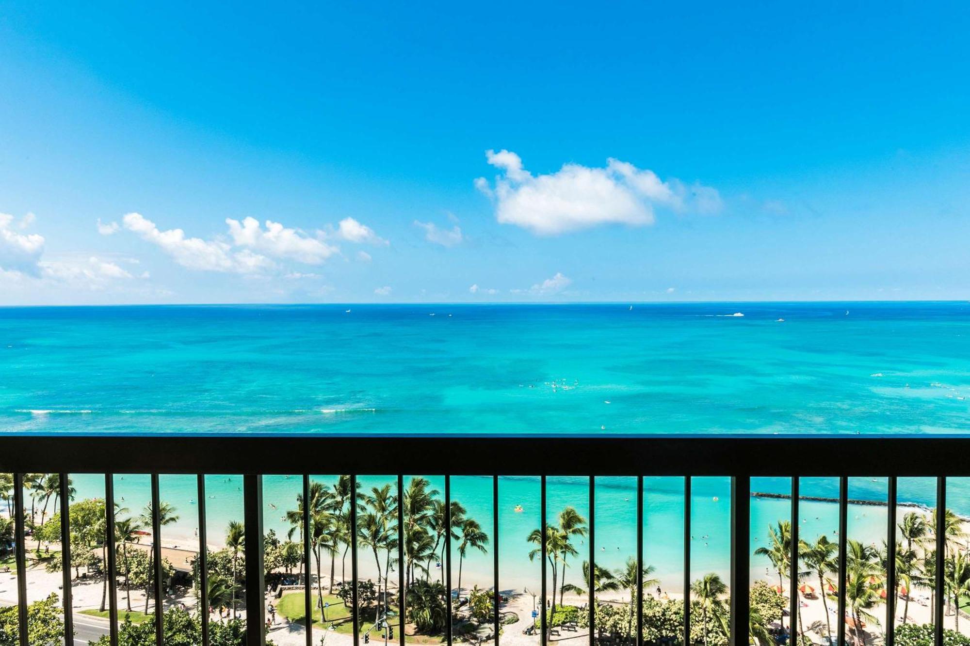 Aston Waikiki Beach Tower Honolulu Exterior photo View of the Atlantic Ocean from the 18th floor of the Trump Ocean Club International Hotel and Tower