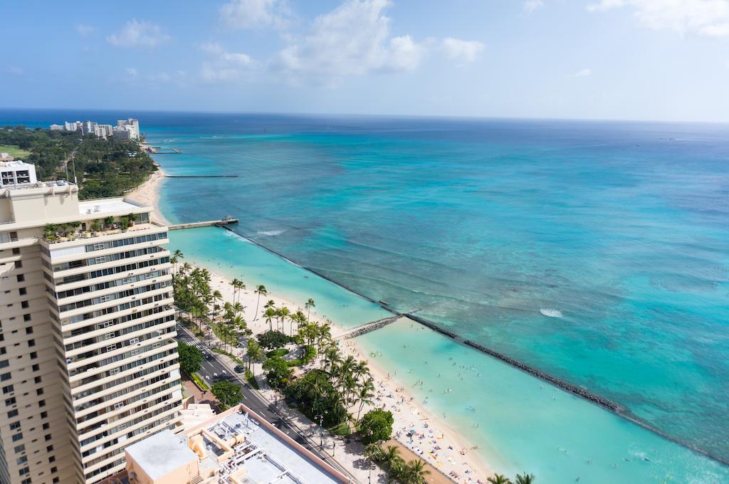Aston Waikiki Beach Tower Honolulu Exterior photo Aerial view of Waikiki